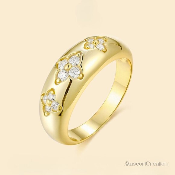 Moissanite Butterfly Ring,  S925 Sterling Silver Flower Moissanite Ring - Picture 3 of 5